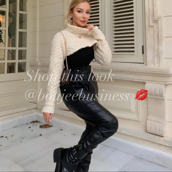 ZARA BNWT Cable Knit High Collar Cropped Sweater - Picture 3 of 10